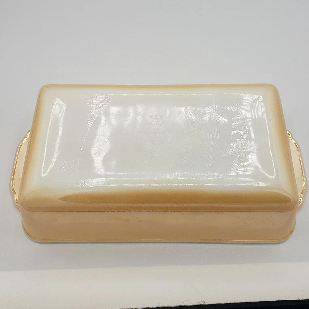 Vintage Fire King Peach Lustre Luster 1‎ quart Loaf Pan # 409 USA